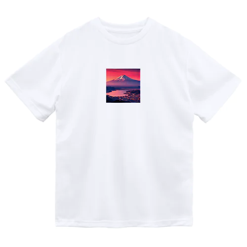 夕暮れ時の富士山 ドライTシャツ