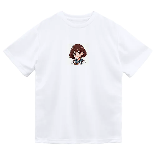 ボブヘアのかわいい女の子 ドライTシャツ