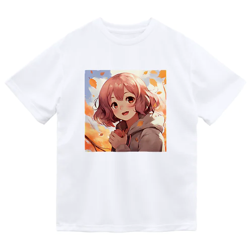 紅葉の中で輝く彼女 ドライTシャツ