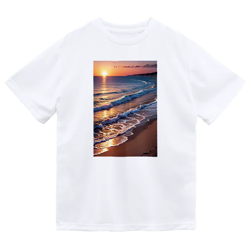 浜辺の夕日 ドライTシャツ