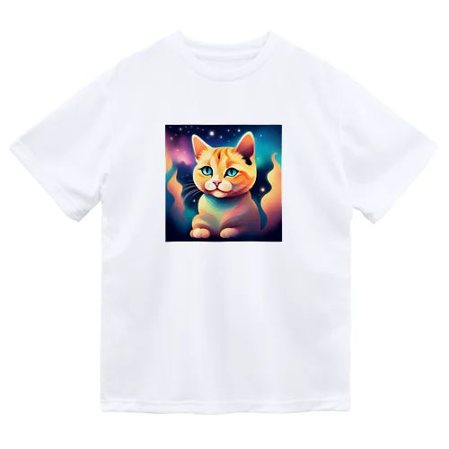 夜空を見つめる猫 Dry T-Shirt