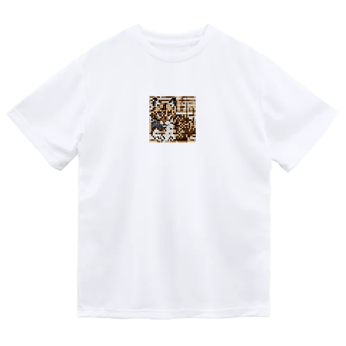 ドット絵のベンガルキャット ドライTシャツ