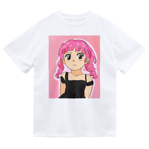 ピンク髪の少女 ドライTシャツ