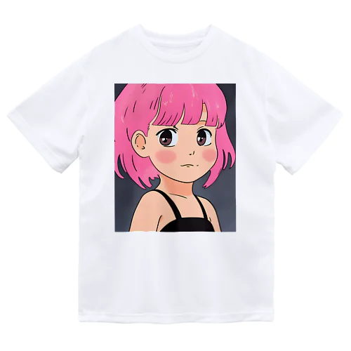 ピンク髪の少女② ドライTシャツ