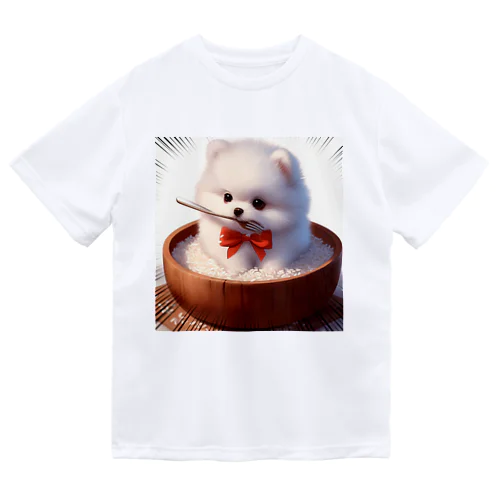 ご飯に埋もれる白ポメ Dry T-Shirt