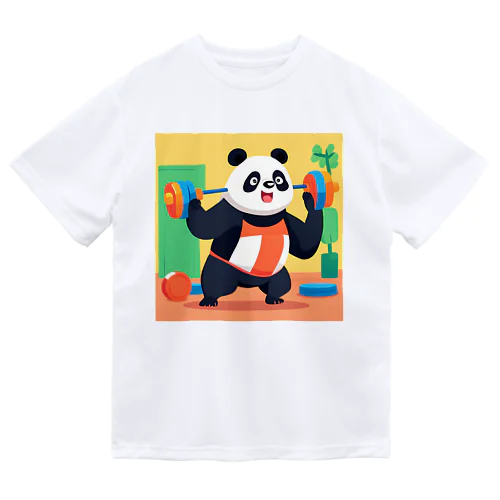 筋トレをするパンダイラストのグッズ ドライTシャツ