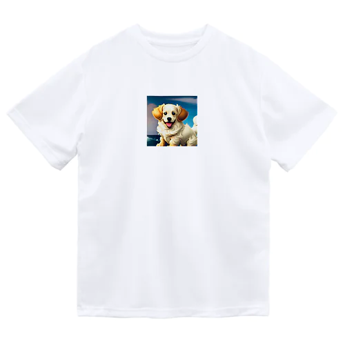 白いcuteな子犬のグッズ ドライTシャツ