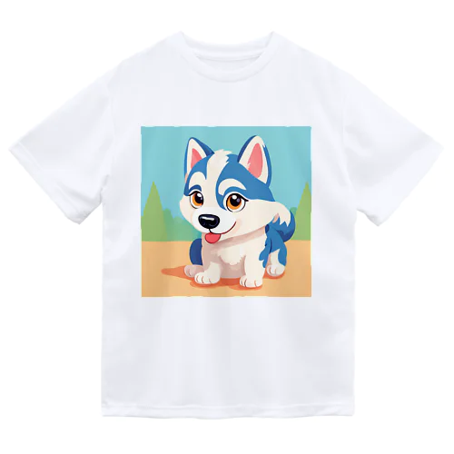 かわいいハスキーの子犬のイラストグッズA ドライTシャツ