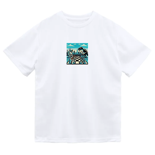 ドットロボットと恐竜のチェスゲームのドット絵B Dry T-Shirt