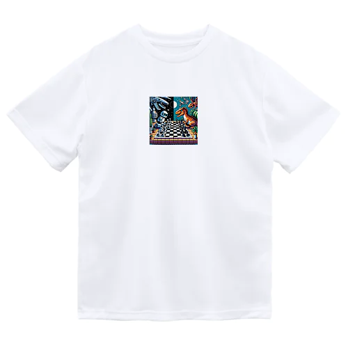 ロボットと恐竜のチェスゲームのドット絵D Dry T-Shirt