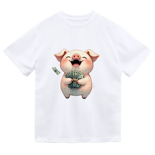 資本主義の豚「お金大好き」 ドライTシャツ