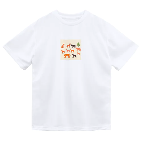 ゆるくてかわいい動物の群れ ドライTシャツ