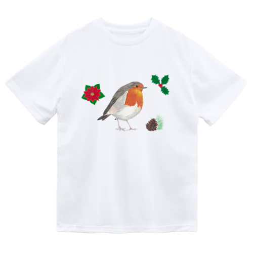 [森図鑑] クリスマスロビン(西洋こまどり)A ドライTシャツ
