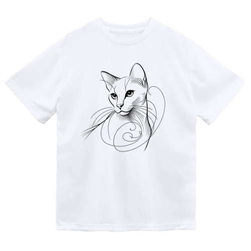 line drawing white cat Dry T-Shirt