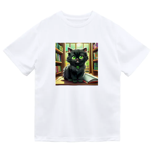 図書室の黒猫01 ドライTシャツ