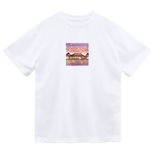 オープンテラスと釣り照明の輝きで夕暮れの美を彩る水彩アート Dry T-Shirt