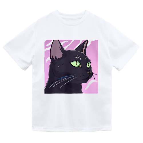 かっこいい黒猫3 ドライTシャツ