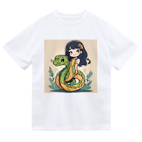 仲良しの春風：少女と蛇の物語 ドライTシャツ