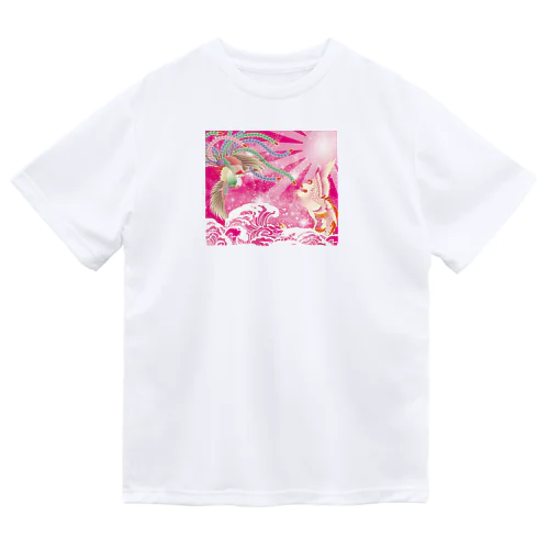 ピンク鳳凰　波　和柄 Dry T-Shirt