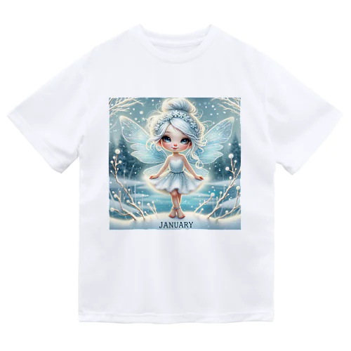 冬の魔法 - 1月の妖精 ドライTシャツ