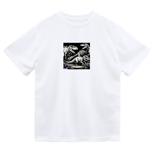 モノクロ恐竜くん3号 Dry T-Shirt