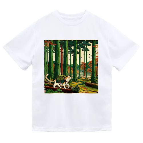 浮世絵猫野営６ ドライTシャツ
