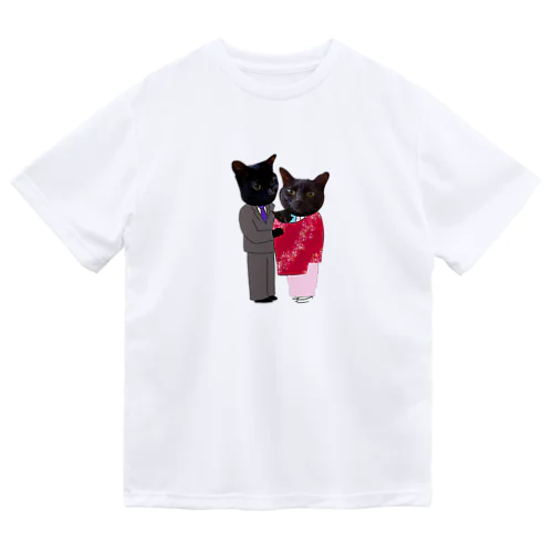 黒猫の親子 Dry T-Shirt