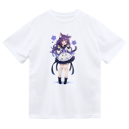 にゃんにゃん猫ちゃん女の子 ドライTシャツ