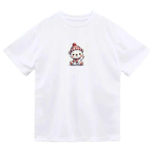 ニット帽をかぶったシロクマ ドライTシャツ