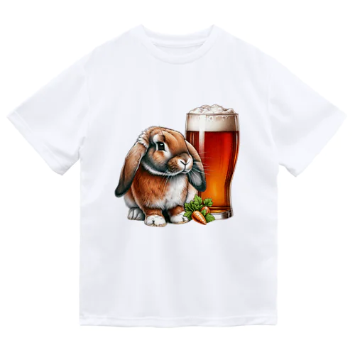 可愛いウサギ(垂れ耳ビール)カラー03 ドライTシャツ