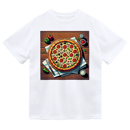 ピザのピクセルイラスト ドライTシャツ