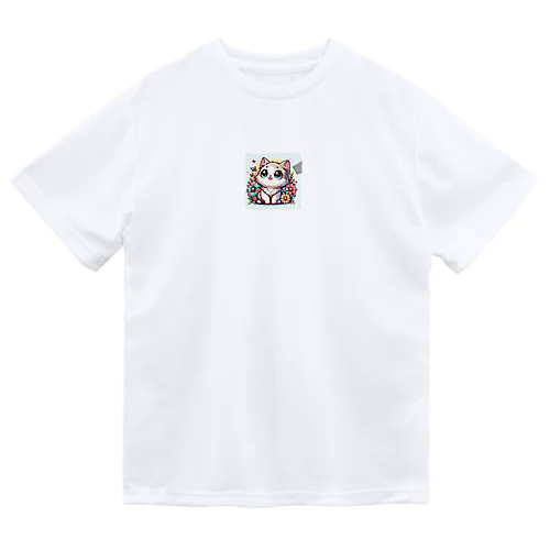 可愛いいねこが目を輝かせています！ ドライTシャツ