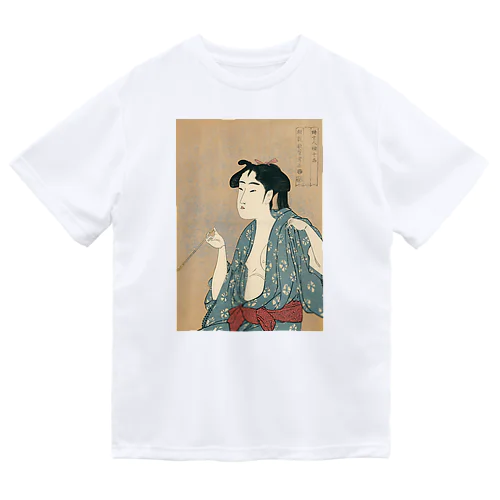 浮世絵：喜多川歌麿_婦女人相十品・煙草の煙を吹く女 ドライTシャツ