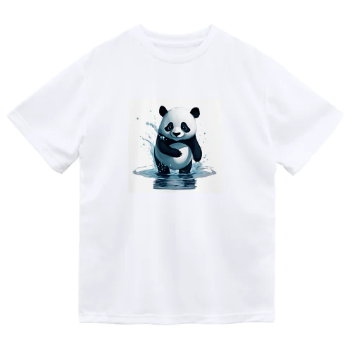 パンダの水遊び ドライTシャツ