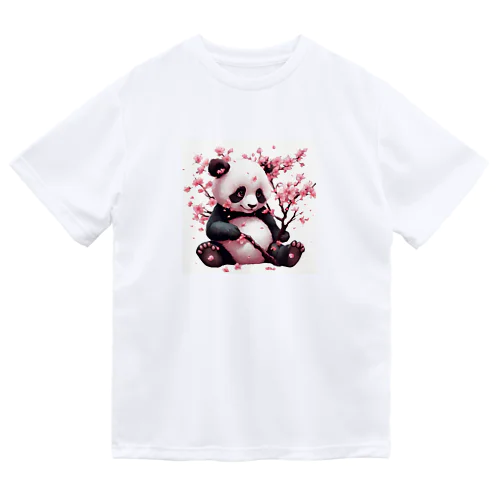 パンダと桜 ドライTシャツ