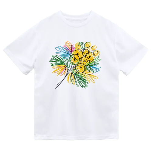 鮮やかなカラフルなミモザの花束 Dry T-Shirt