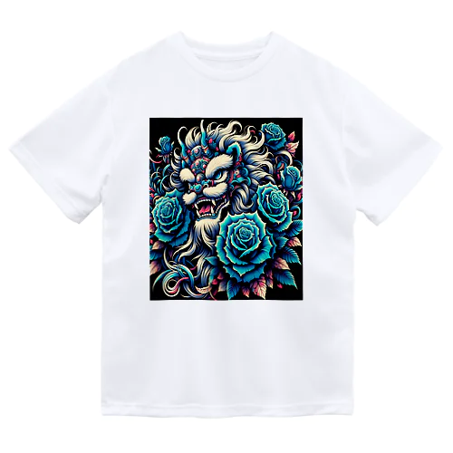 獅子舞と青い薔薇 ドライTシャツ