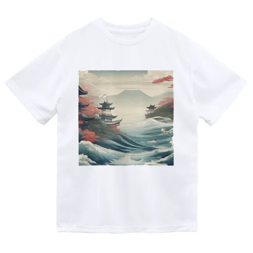 日本建築と海 ドライTシャツ