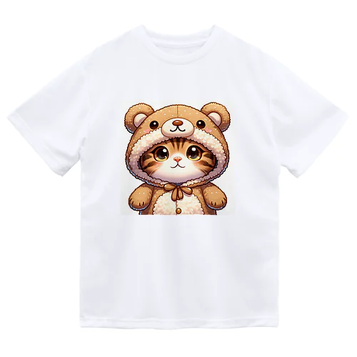 クマの着ぐるみを着た可愛い猫ちゃん！ ドライTシャツ