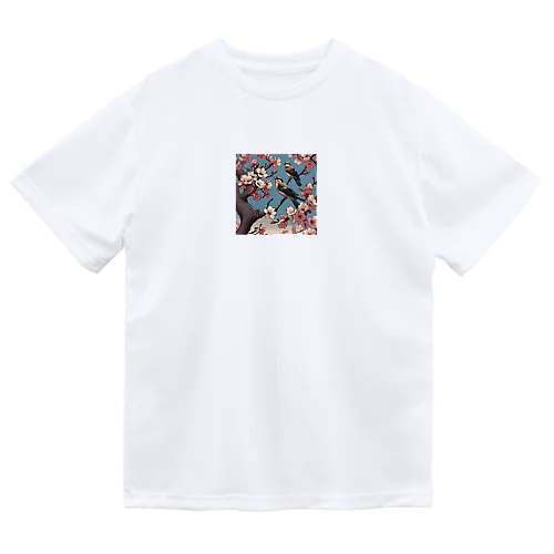 桜と雀（Cherry blossom & sparrow)  01 ドライTシャツ