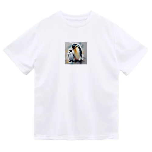 愛する家族と幸せに暮らすペンギン ドライTシャツ