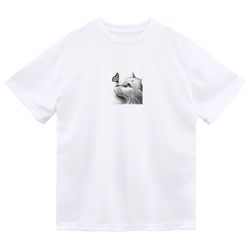 猫と蝶 ドライTシャツ