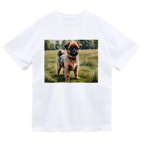 ブリュッセル・グリフォン　Brussels Griffon　水彩画風 ドライTシャツ