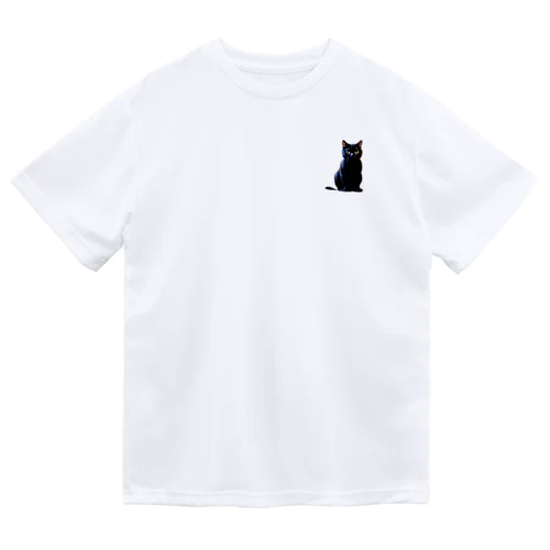 おすわり黒猫 ドライTシャツ