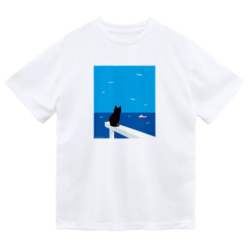 デザインにゃんこシリーズ　水平線とネコとカモメ Dry T-Shirt