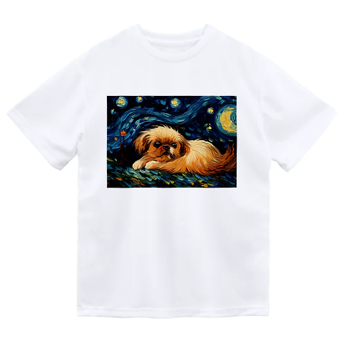 【星降る夜 - ペキニーズ犬の子犬 No.2】 ドライTシャツ
