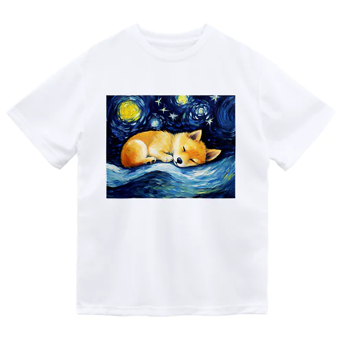 【星降る夜 - 柴犬の子犬 No.2】 ドライTシャツ