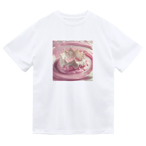 “ピンクのミルククラウン ドライTシャツ
