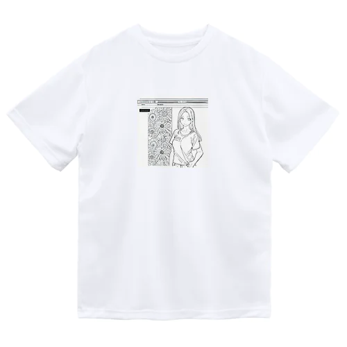 爽やかな女性が描かれた線画 Dry T-Shirt