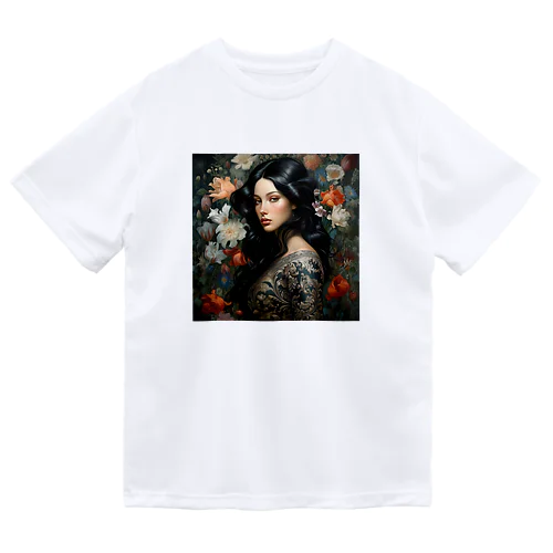 いろ色な、花に囲まれている女性　なでしこ1478 Dry T-Shirt